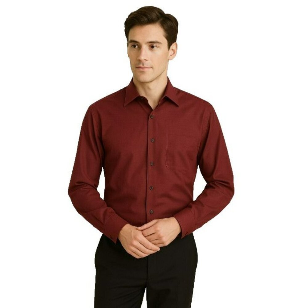 Nordstrom Burgundy Dress‎ Shirt | 15.5 35 | XL Tailored Fit | Long Sleeve
